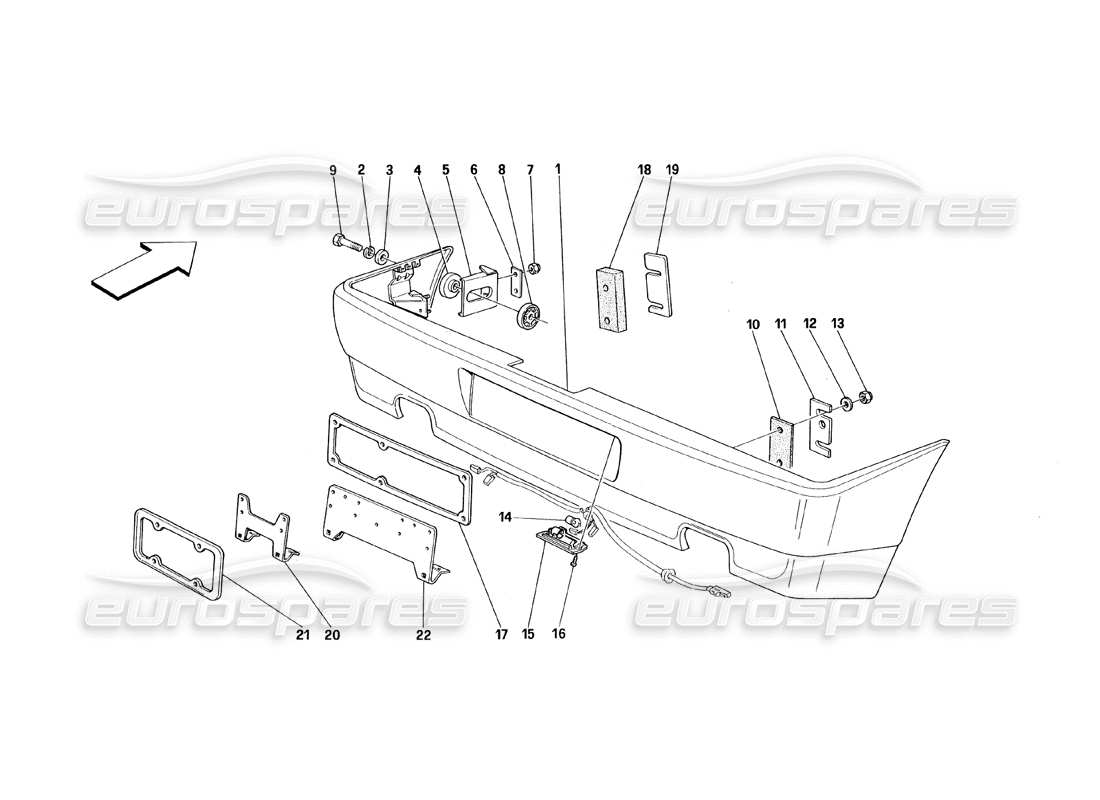 ferrari 348 (1993) tb / ts hintere stoßstange teilediagramm