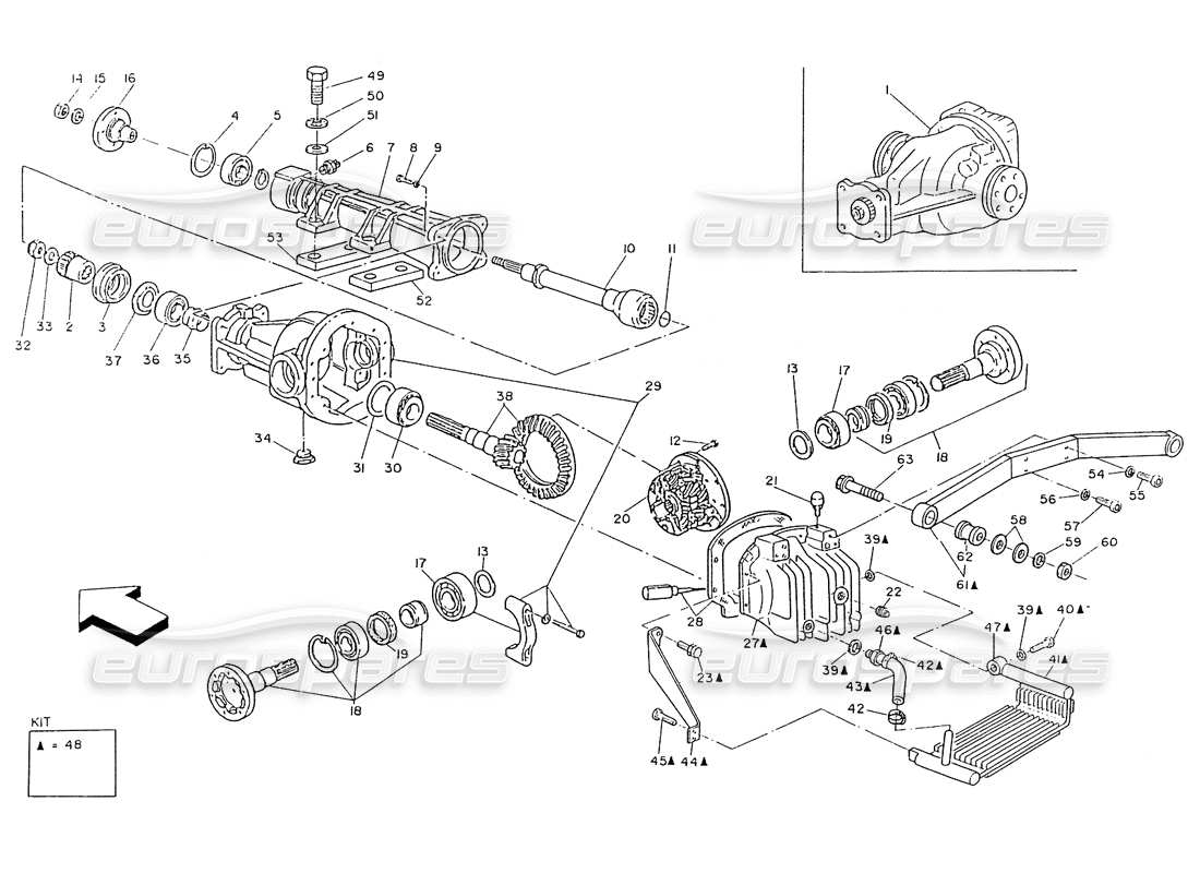 maserati ghibli 2.8 (non abs) differential mit kühlerteildiagramm
