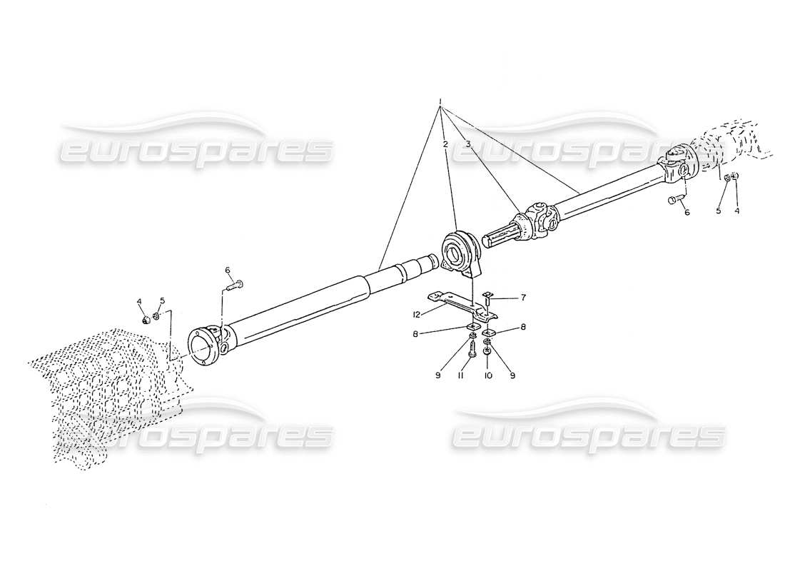 maserati ghibli 2.8 (non abs) gelenkwelle teilediagramm
