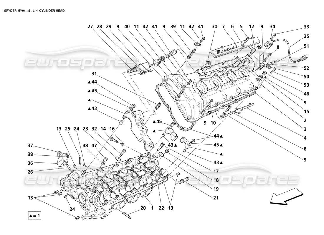 maserati 4200 spyder (2004) teilediagramm des linken zylinderkopfes