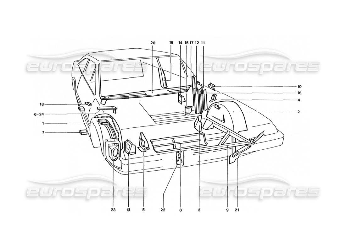 ferrari 400 gt / 400i (coachwork) teilediagramm für frontplatte und schilde
