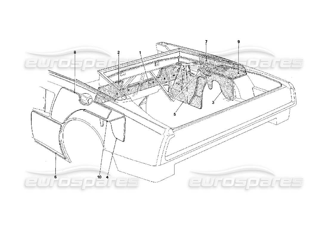 ferrari mondial 3.4 t coupe/cabrio motorraumisolierung - cabriolet - für fahrzeuge in ch-version ersatzteildiagramm