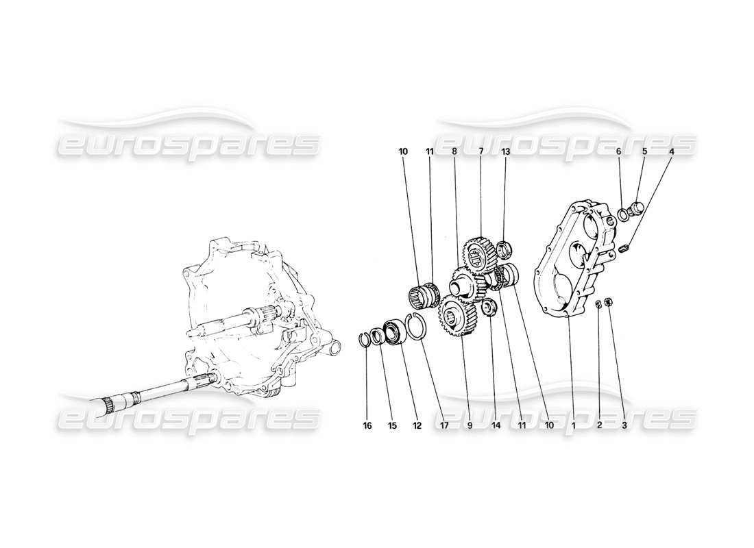 ferrari 308 quattrovalvole (1985) getriebeübertragung teilediagramm