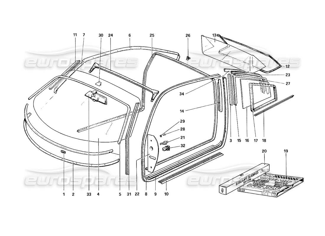 ferrari 308 quattrovalvole (1985) brillenteildiagramm