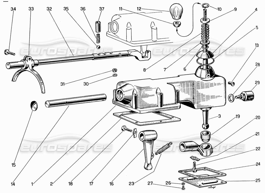 ferrari 330 gt 2+2 teilediagramm für den schalthebel