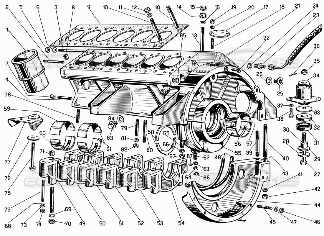 ferrari 330 gt 2+2 kurbelgehäuse-teilediagramm