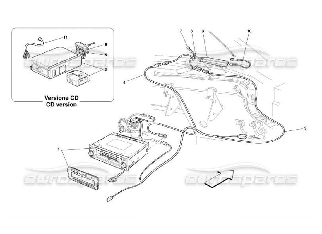 ferrari 550 barchetta teilediagramm für stereoanlagen