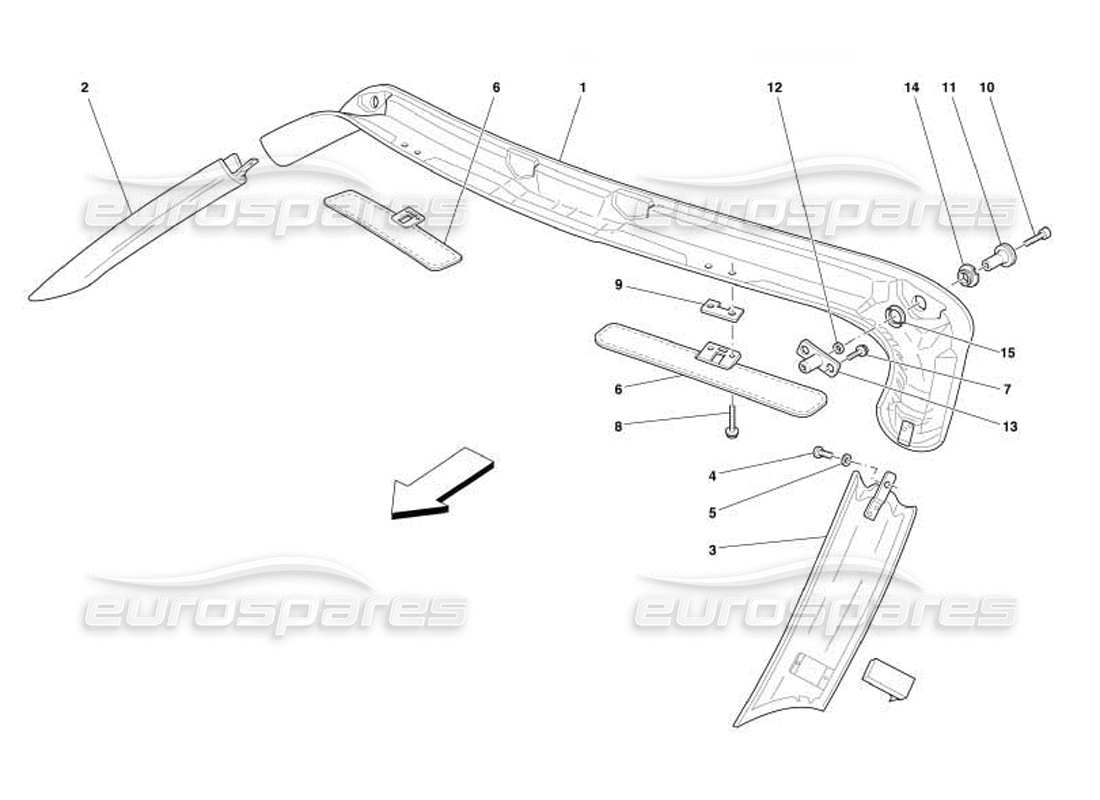 ferrari 550 barchetta teilediagramm für dachpaneelpolster und zubehör