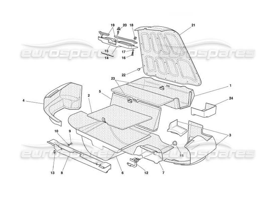 ferrari 550 barchetta teilediagramm für kofferraumpolster