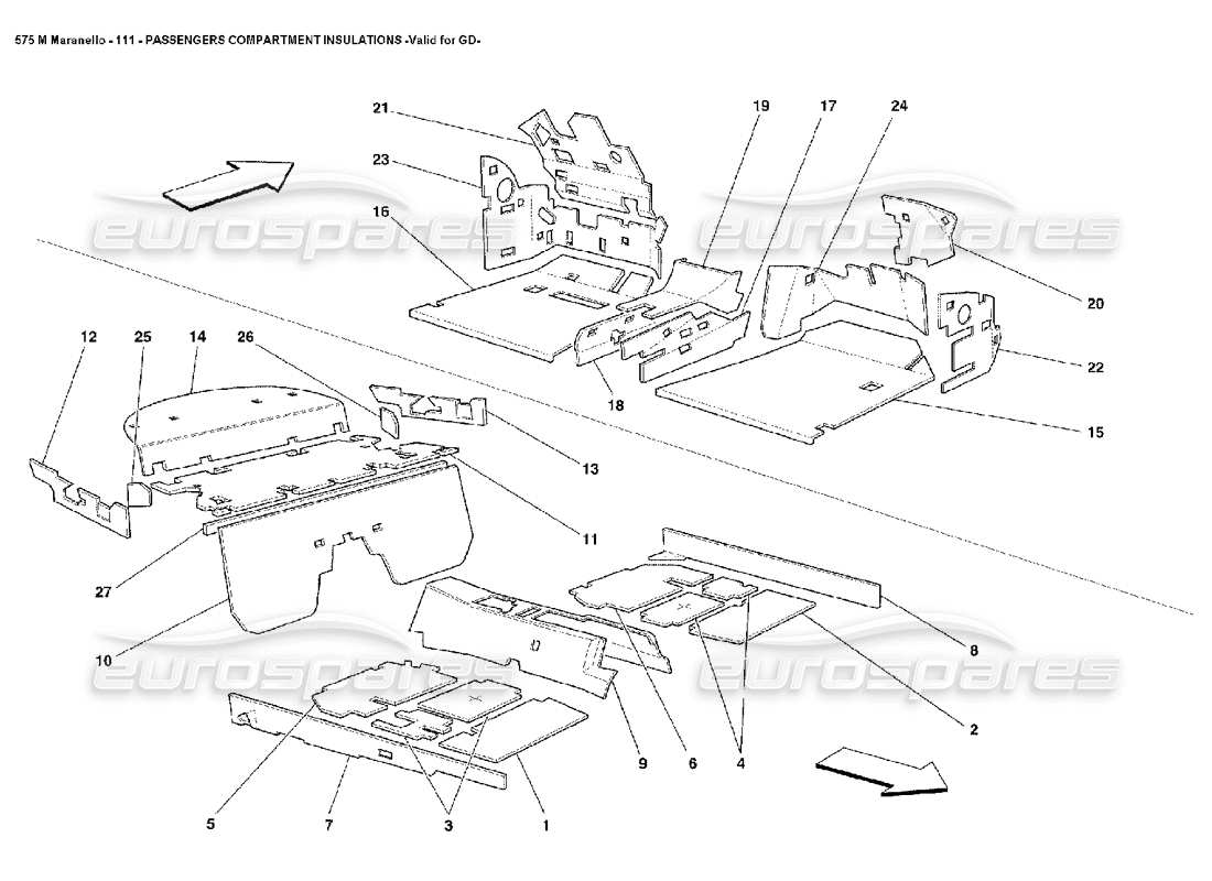 ferrari 575m maranello isolierung des fahrgastraums, gültig für gd teilediagramm