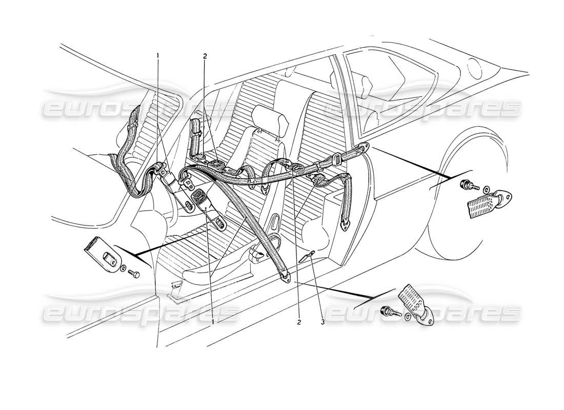 ferrari 208 gt4 dino (1975) sicherheitsgurte ersatzteildiagramm