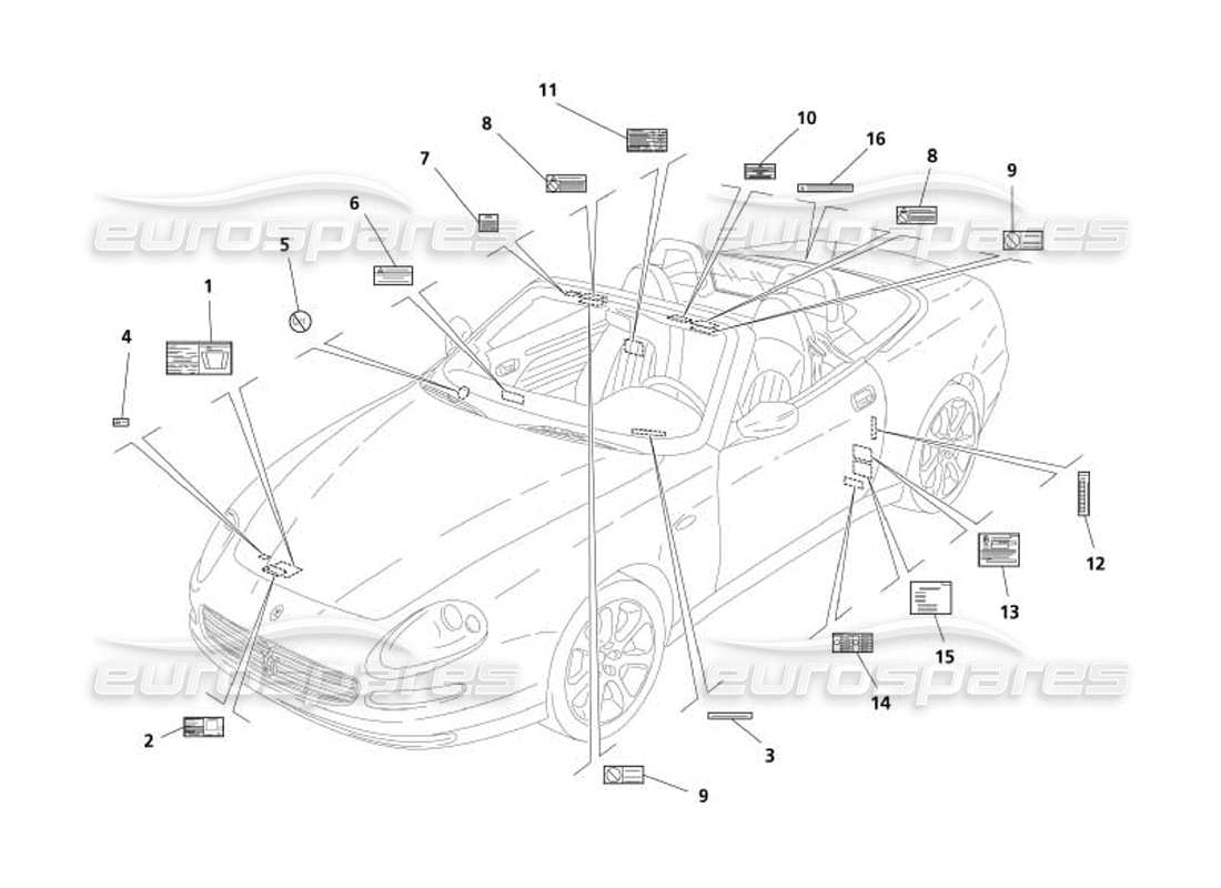 maserati 4200 spyder (2005) plattenteildiagramm