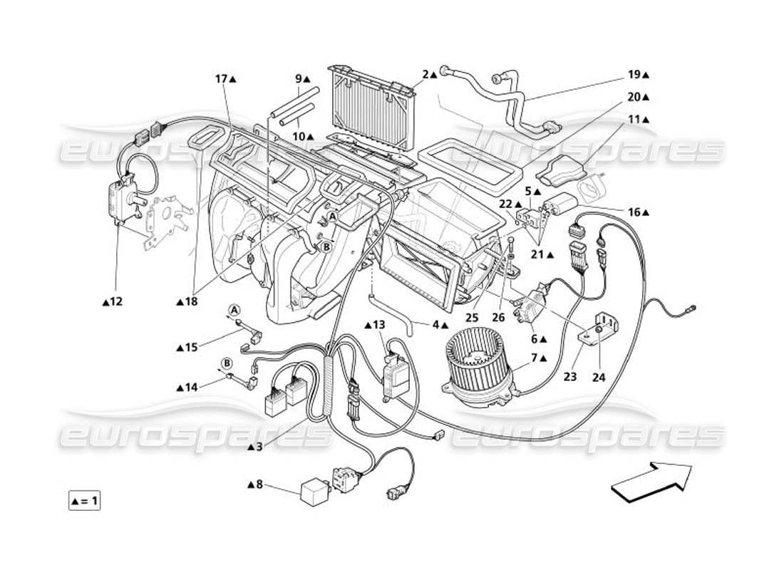 maserati 4200 spyder (2005) teilediagramm der verdampfergruppe