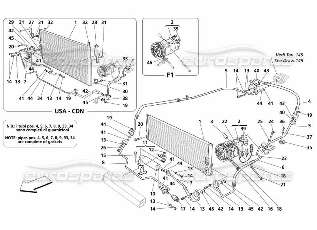 maserati 4200 spyder (2005) teilediagramm der klimaanlage