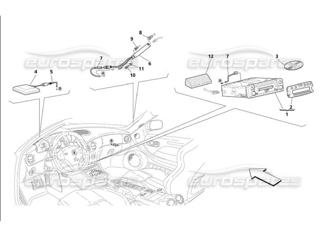 maserati 4200 gransport (2005) teilediagramm für auto-stereoanlage