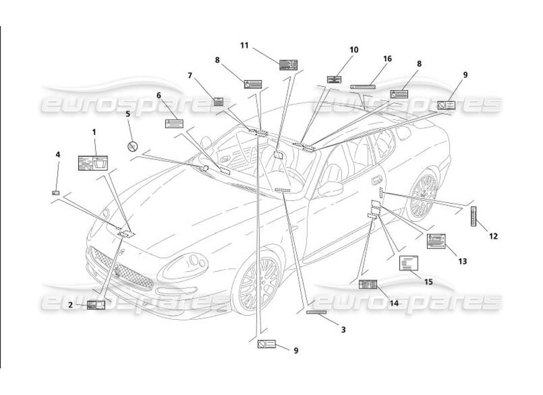 maserati 4200 gransport (2005) platten teilediagramm