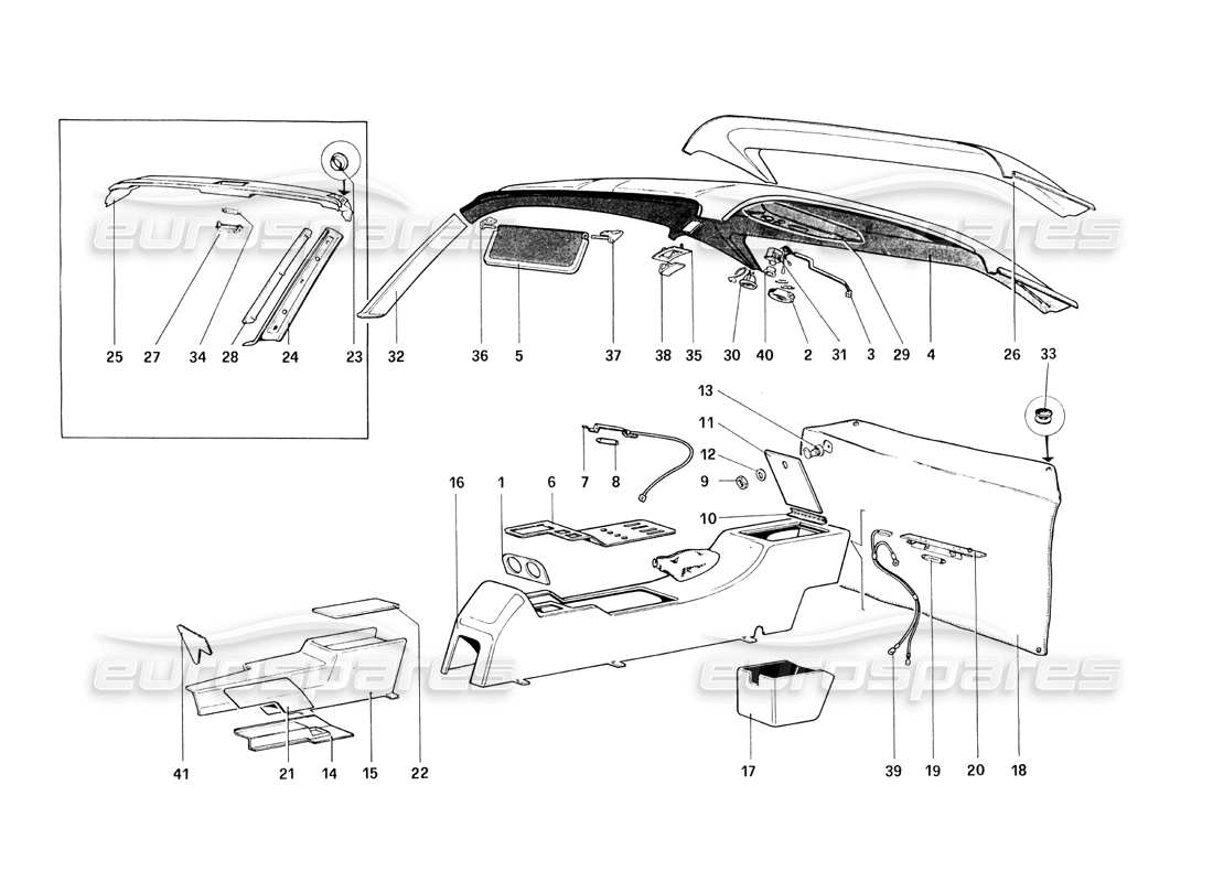 ferrari 308 quattrovalvole (1985) tunnel- und dachteildiagramm