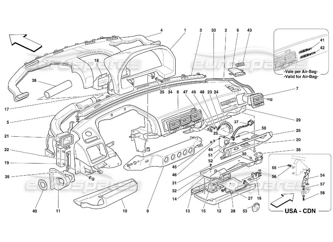 ferrari 456 gt/gta dashboard-ersatzteildiagramm