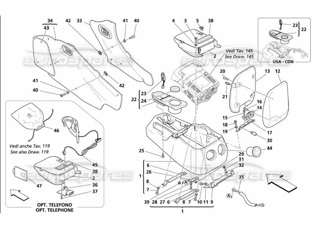maserati 4200 coupe (2005) tunnel - rahmen und zubehörteile diagramm