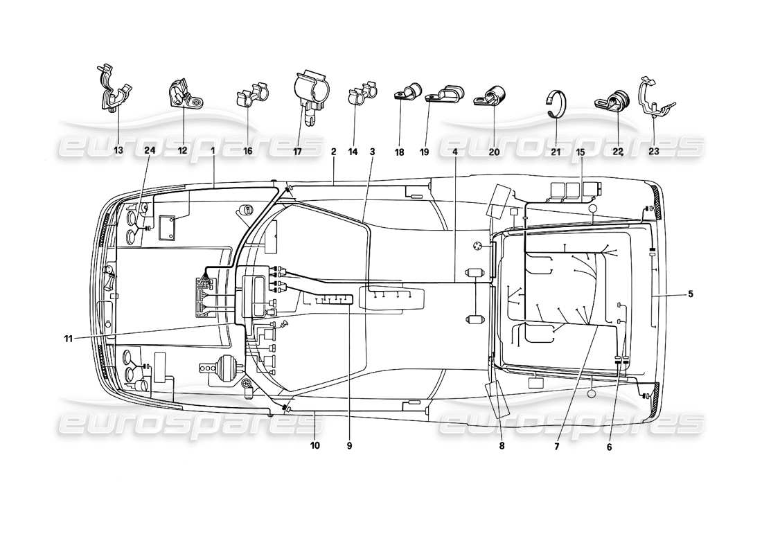 ferrari testarossa (1990) teilediagramm des elektrischen systems