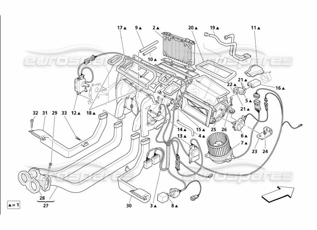 maserati 4200 gransport (2005) teilediagramm der verdampfergruppe