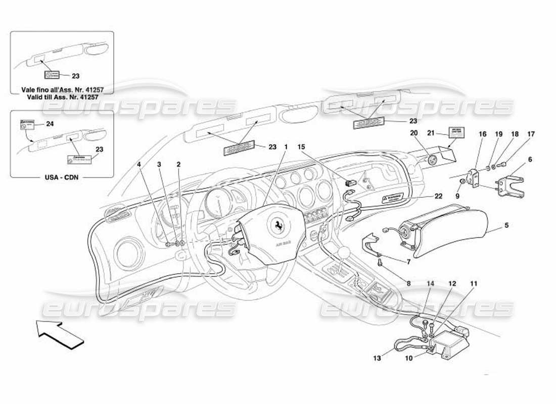 ferrari 550 barchetta airbag-teilediagramm
