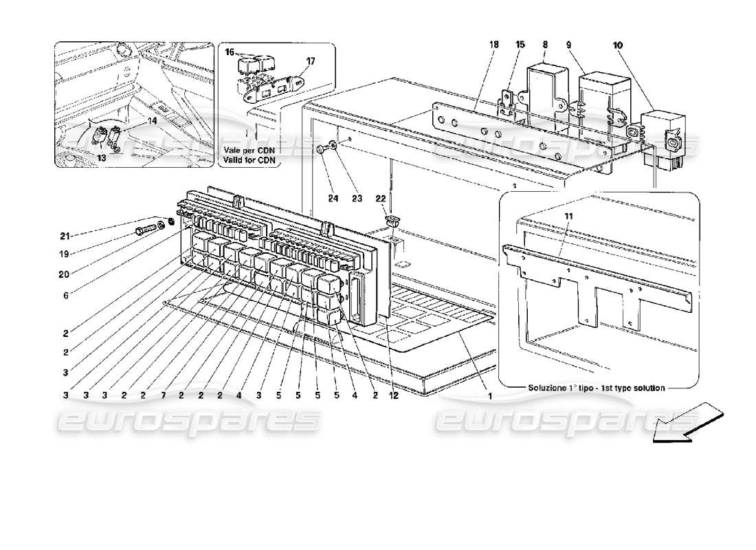 ferrari 512 tr ventile und relais teilediagramm