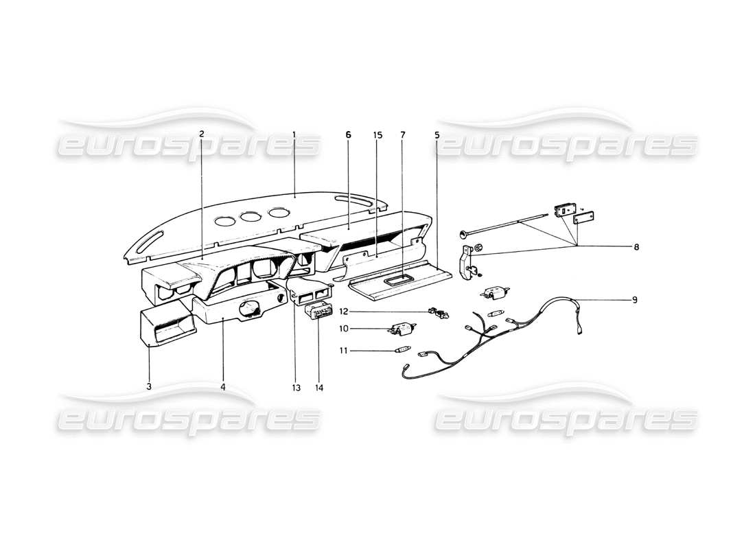 ferrari 512 bb instrumententafel ersatzteildiagramm