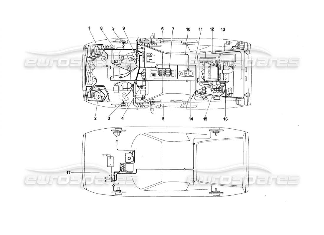 ferrari 328 (1988) elektrisches system - kabelteilediagramm