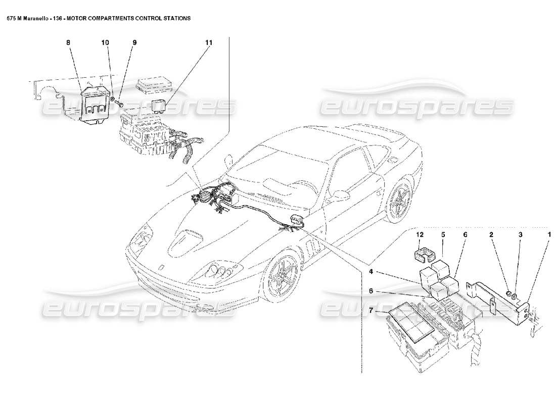 ferrari 575m maranello motorraum-kontrollstationen teilediagramm