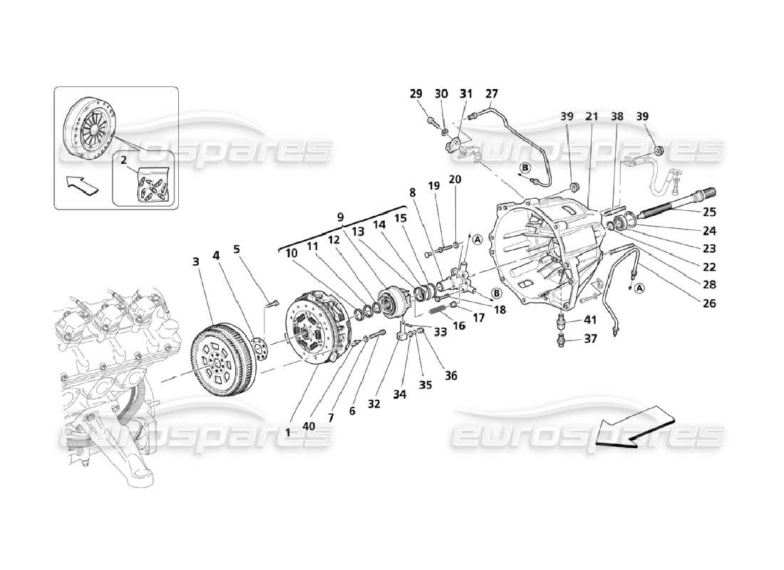 maserati qtp. (2006) 4.2 kupplungsscheibe und -gehäuse für f1 getriebe teilediagramm