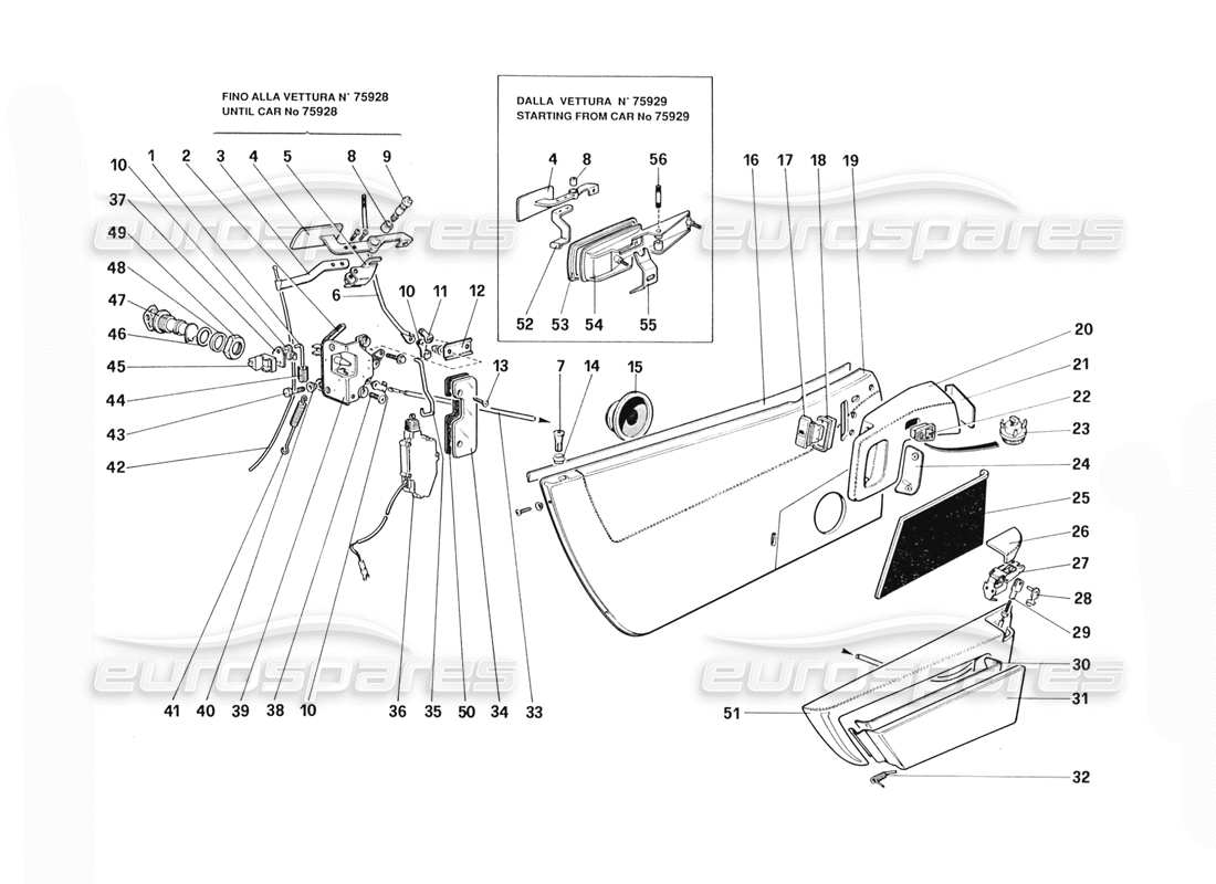 ferrari 328 (1988) türen (ab wagen nr. 71597) teilediagramm
