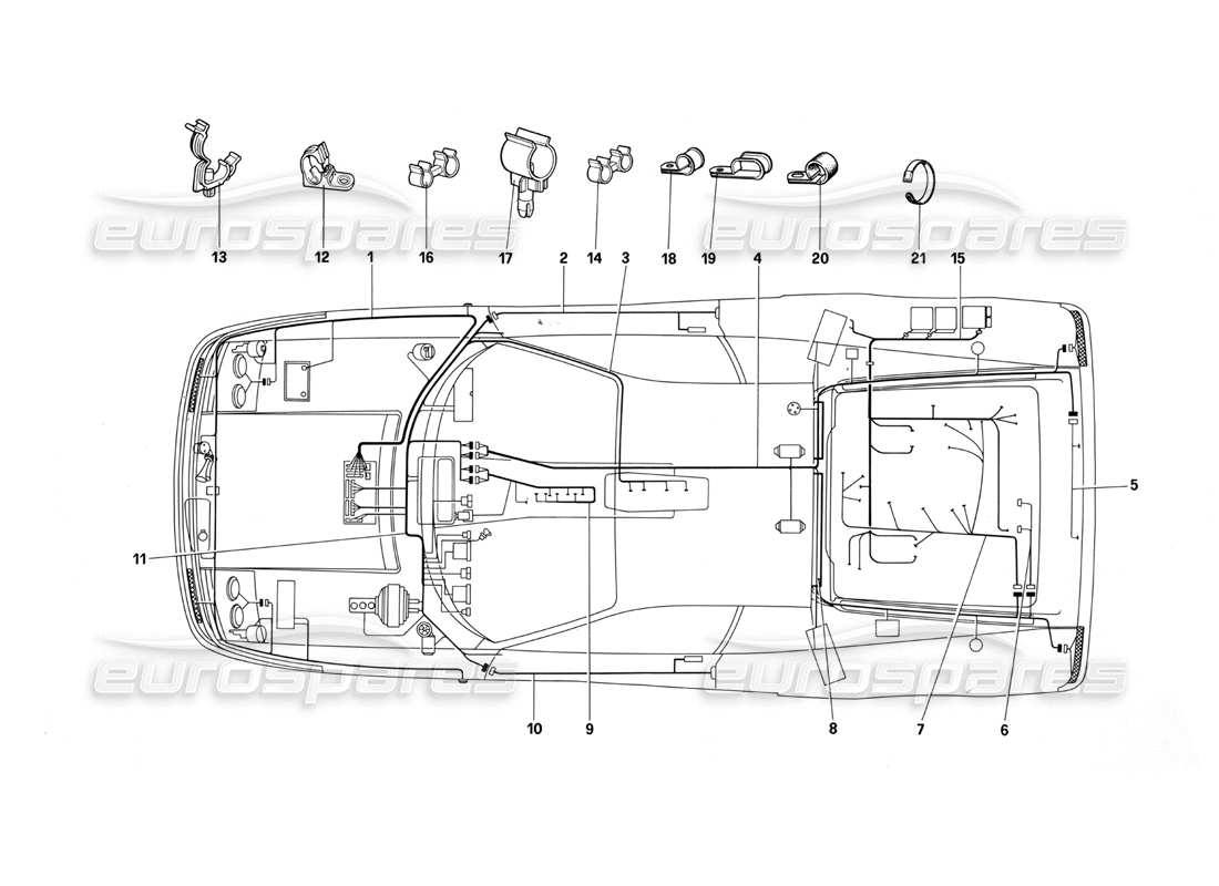 ferrari testarossa (1987) elektronisches system teilediagramm