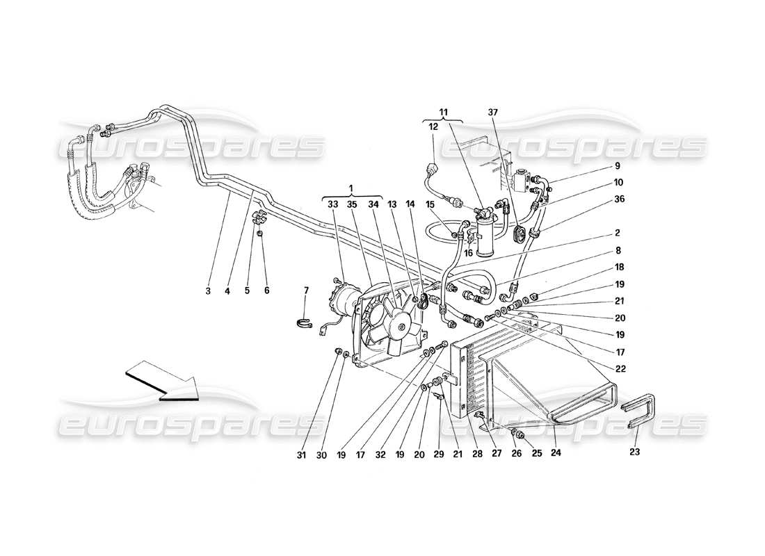 ferrari 348 (1993) tb / ts teilediagramm der klimaanlage