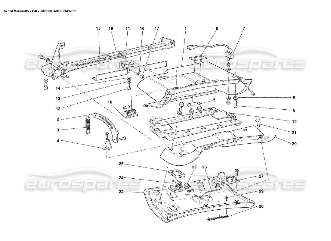 ferrari 575m maranello teilediagramm für die armaturenbrettschublade