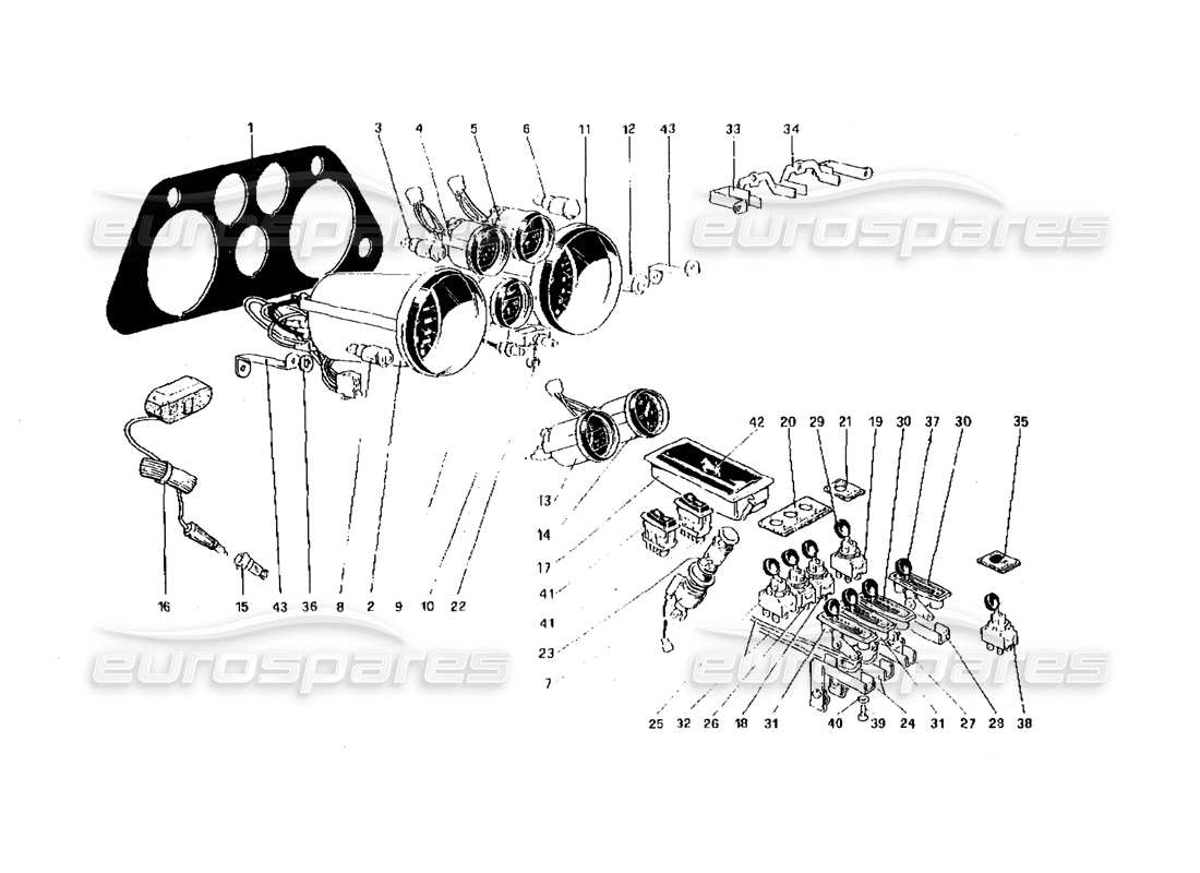 ferrari 308 quattrovalvole (1985) teilediagramm für instrumente und zubehör