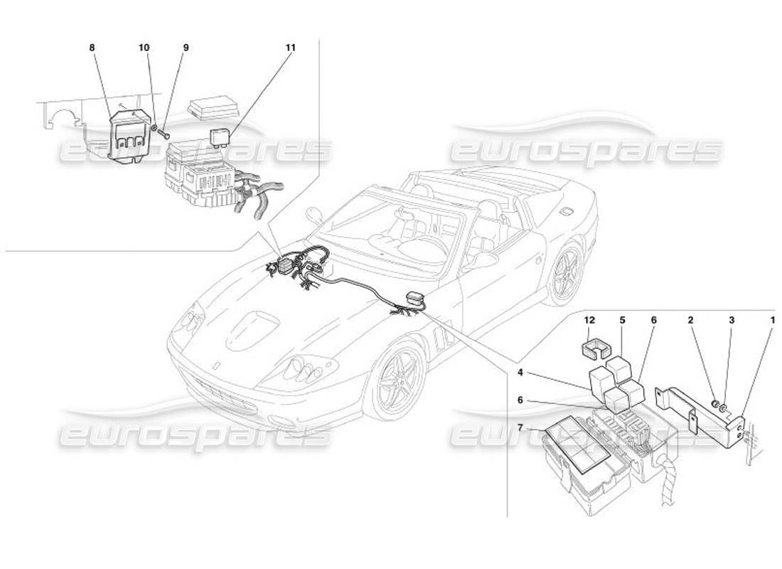 ferrari 575 superamerica motorraum-kontrollstationen teilediagramm