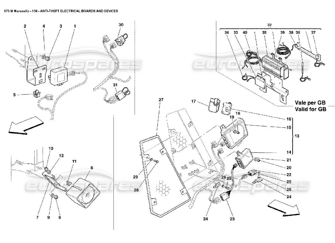 ferrari 575m maranello teilediagramm für elektrische platinen und geräte zur diebstahlsicherung