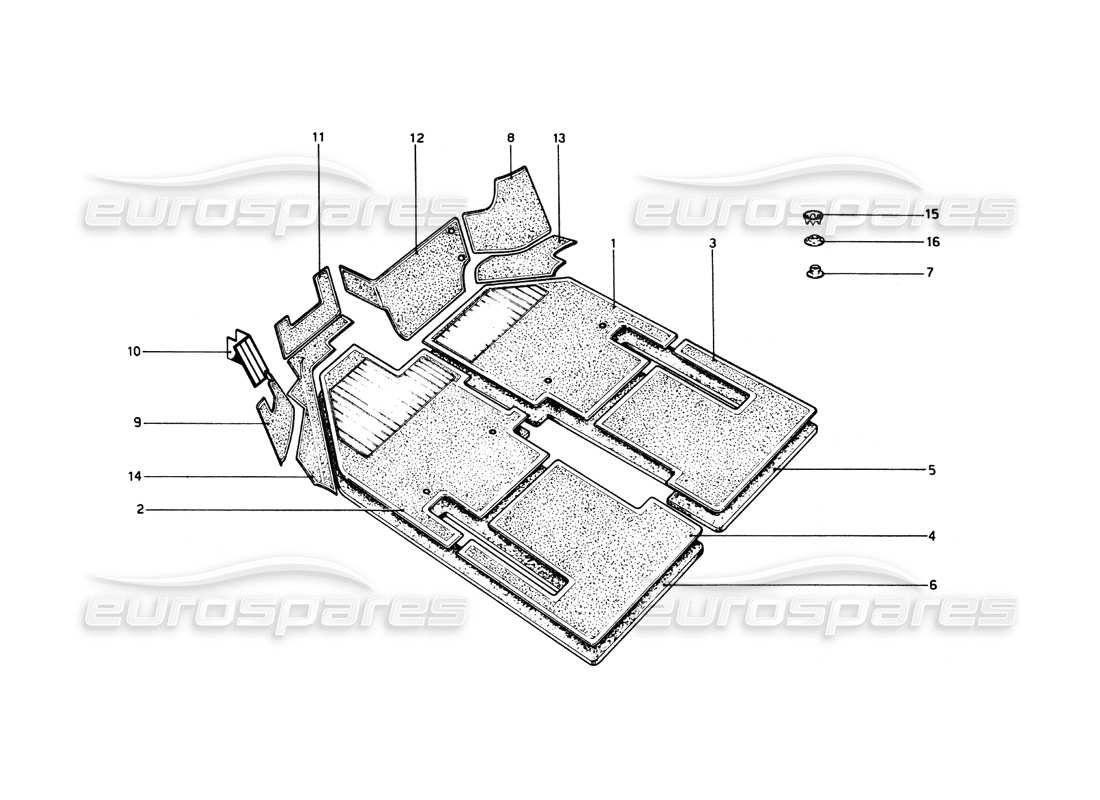 ferrari 512 bb teilediagramm für teppichböden