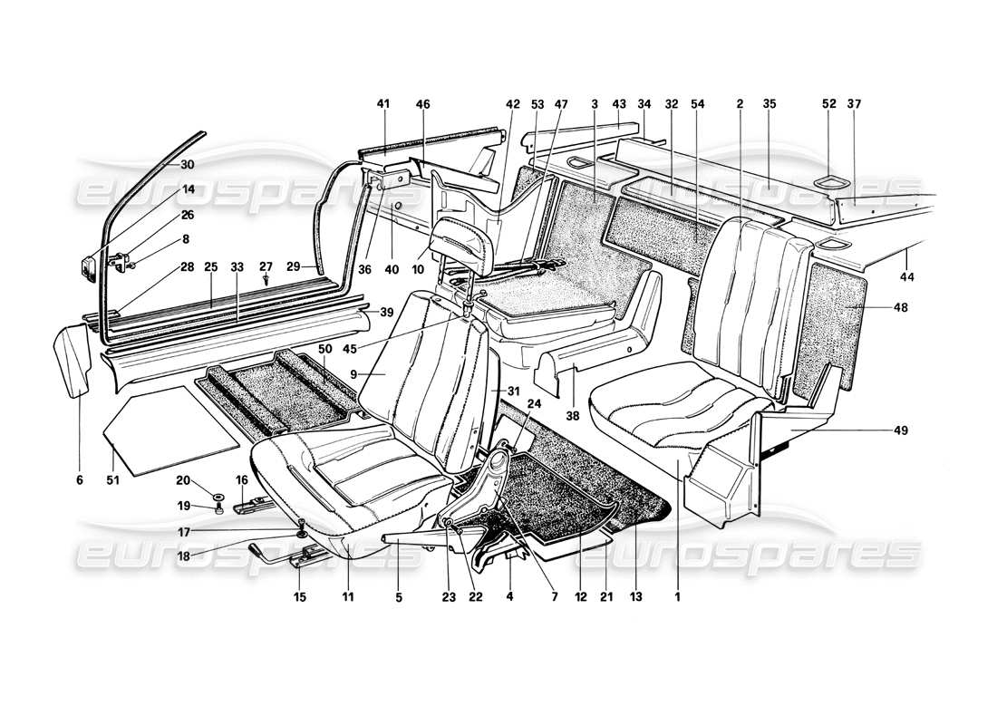 ferrari mondial 3.0 qv (1984) sitze - cabriolet-ersatzteildiagramm