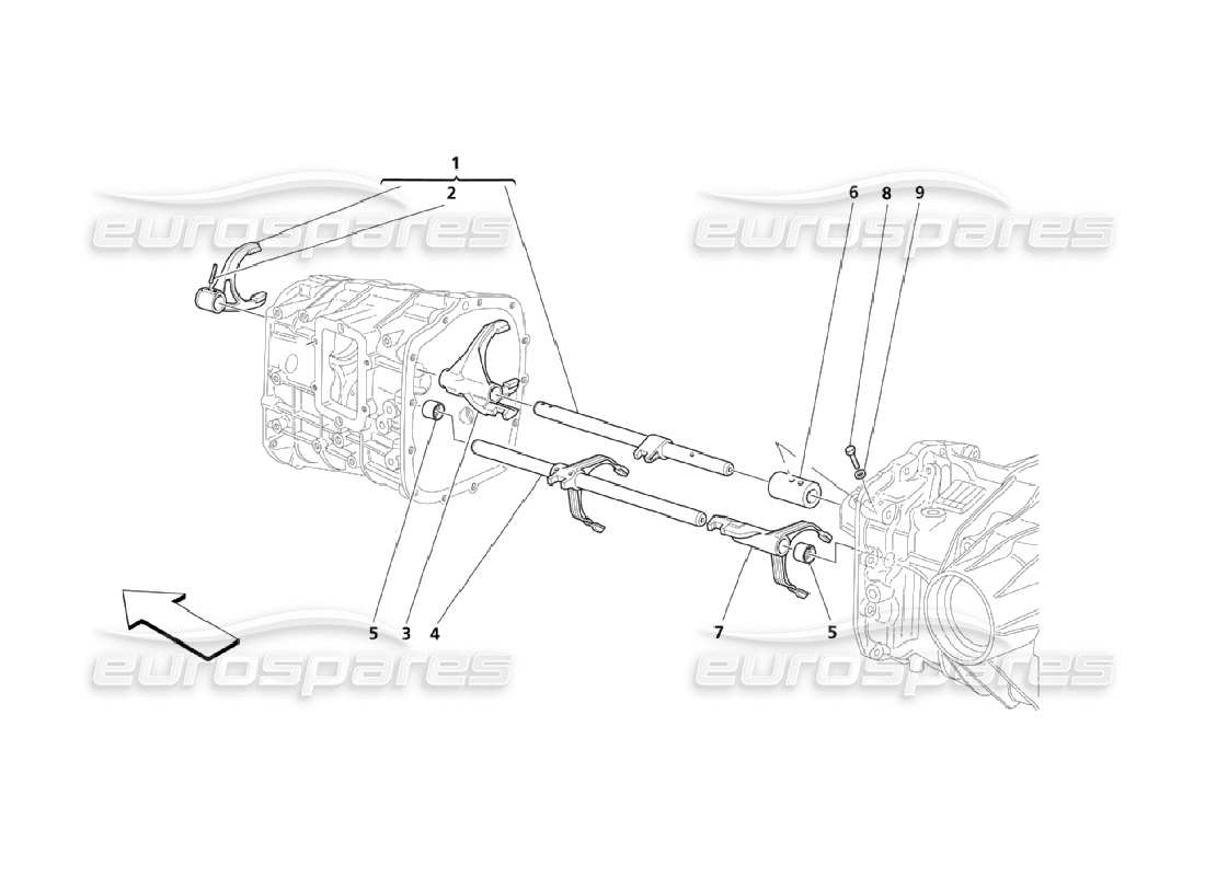 maserati qtp. (2006) 4.2 innere getriebesteuerung teilediagramm