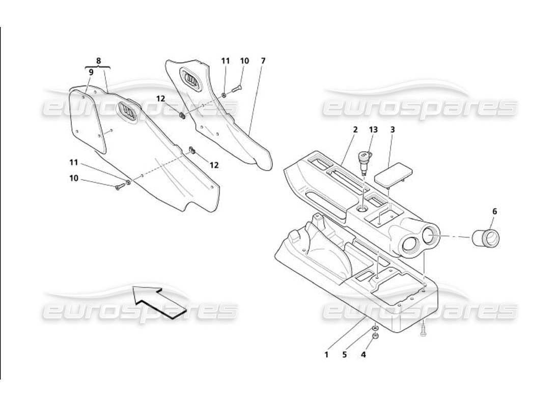 maserati 4200 gransport (2005) tunnel - rahmen und zubehörteile diagramm