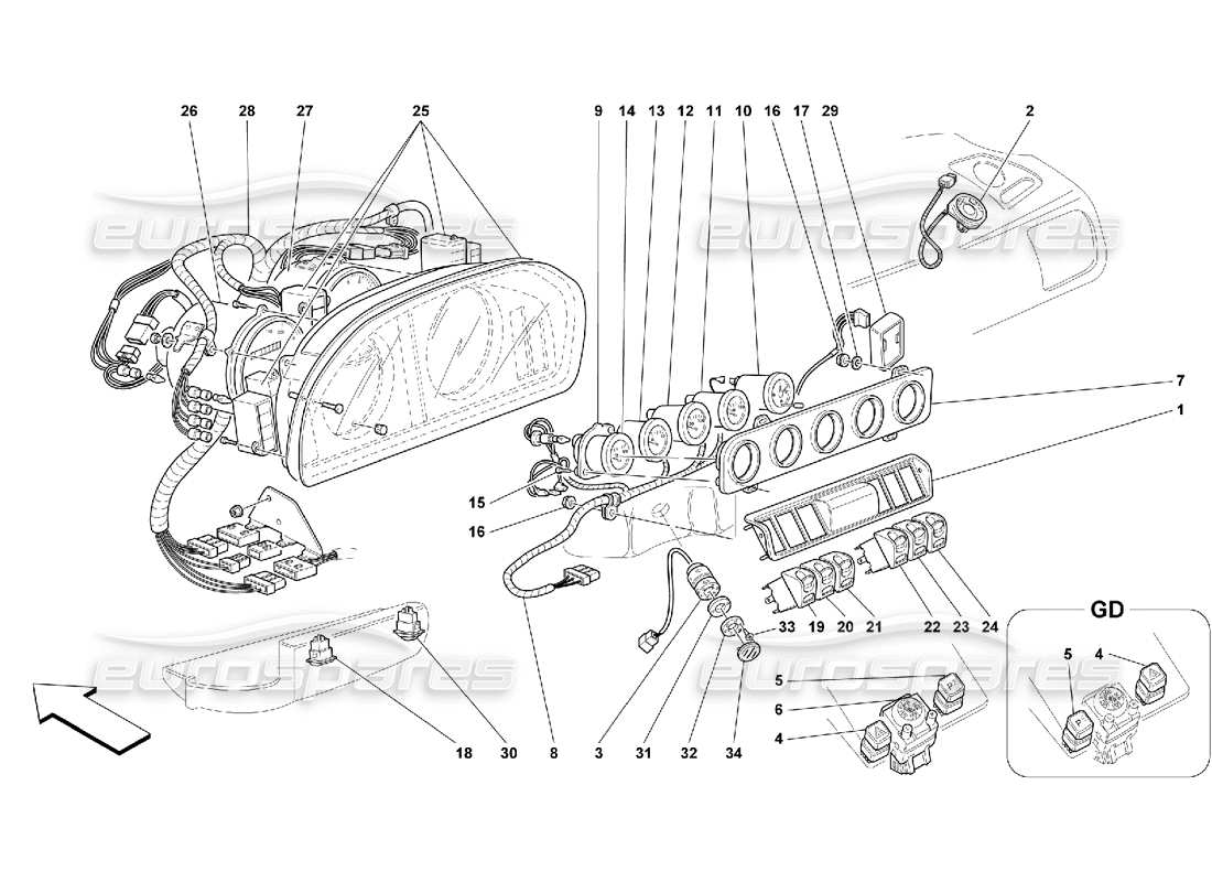 ferrari 456 gt/gta instrumente teilediagramm