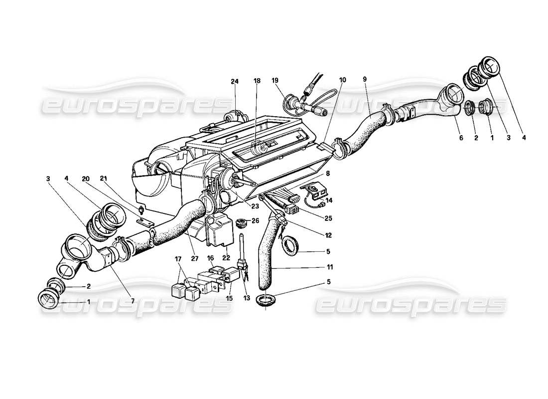 ferrari testarossa (1990) teilediagramm der heizeinheit