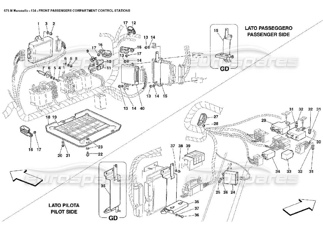 ferrari 575m maranello kontrollstationen im vorderen fahrgastraum teilediagramm