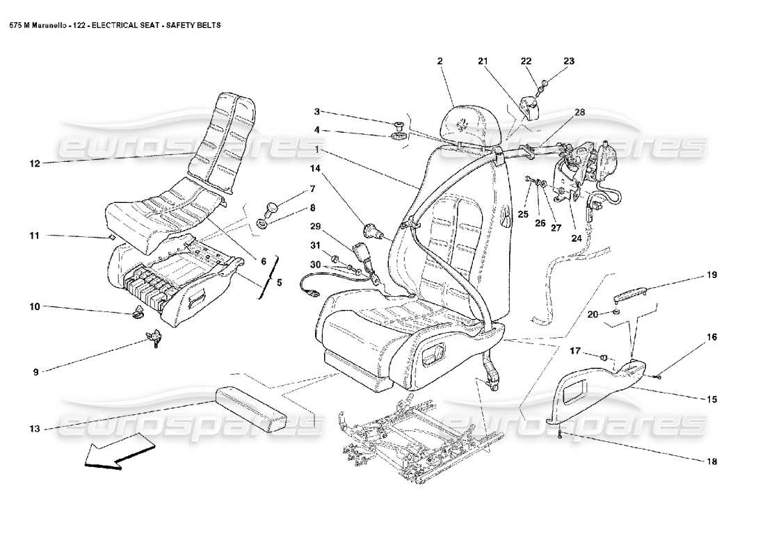 ferrari 575m maranello teilediagramm für elektrische sicherheitsgurte