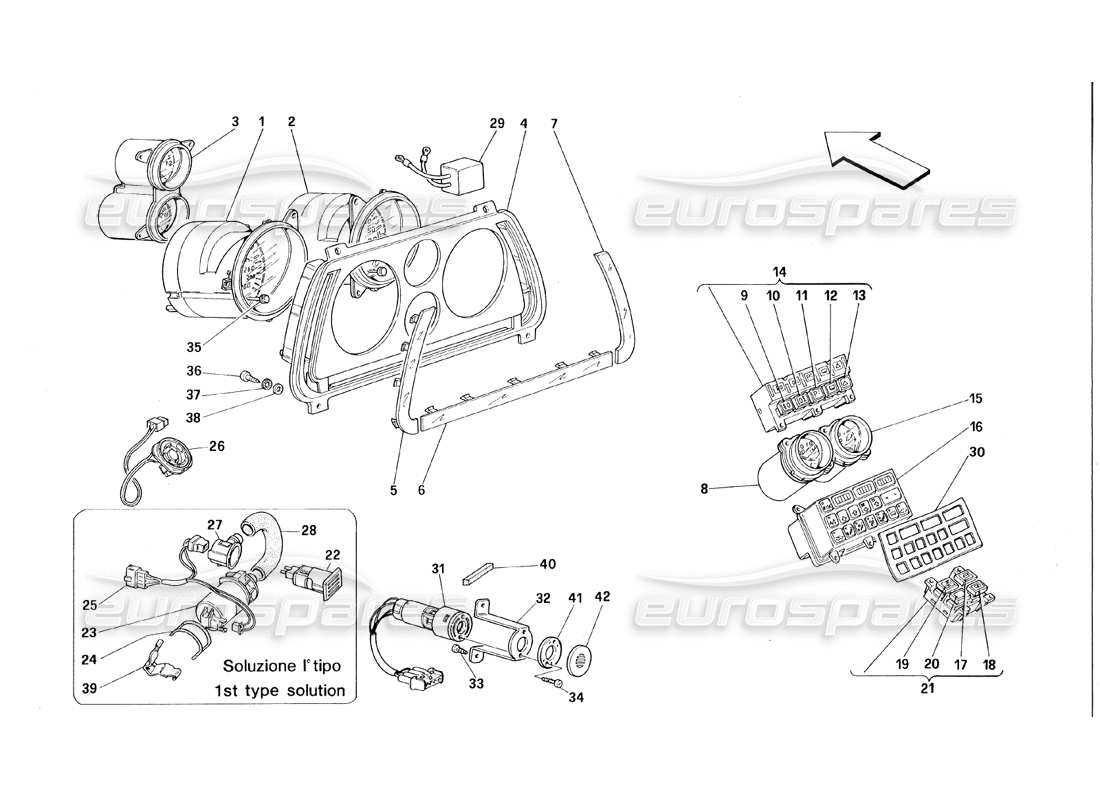 ferrari 348 (1993) tb / ts instrumente teilediagramm