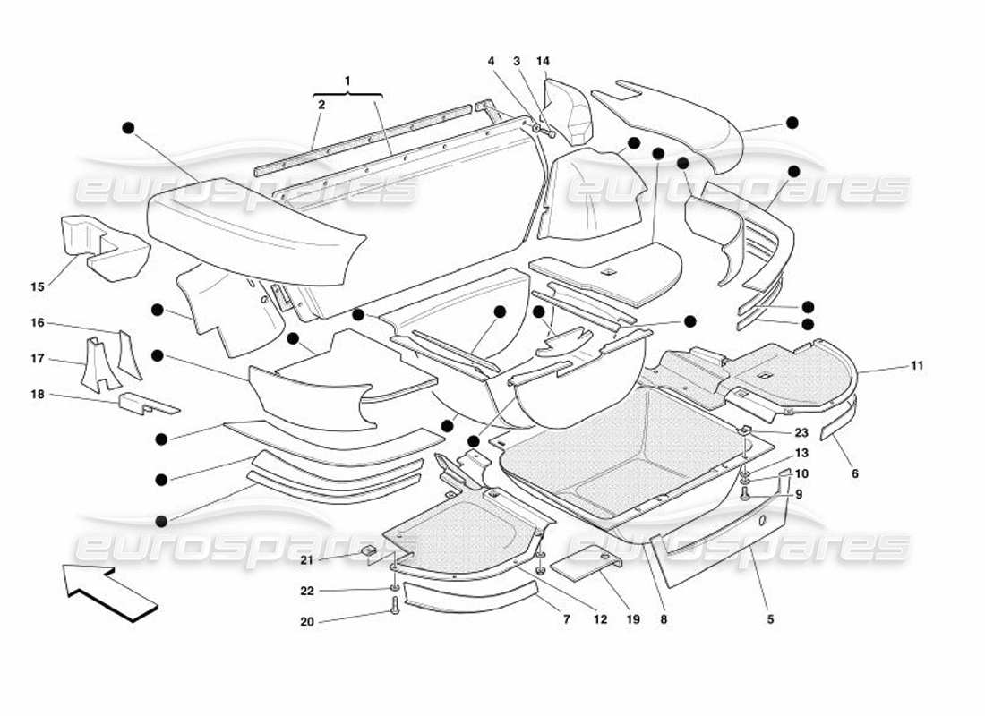 ferrari 575 superamerica teilediagramm für die stiefelisolierung