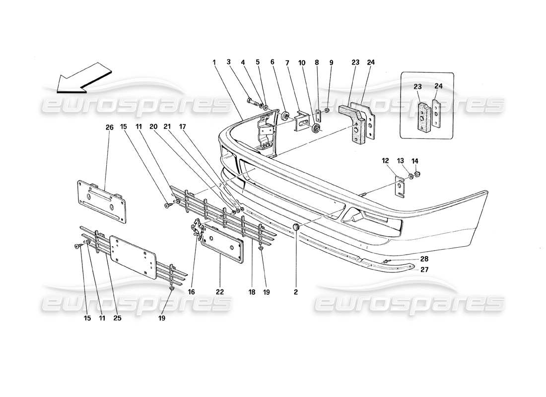 ferrari 348 (1993) tb / ts frontstoßstange teilediagramm