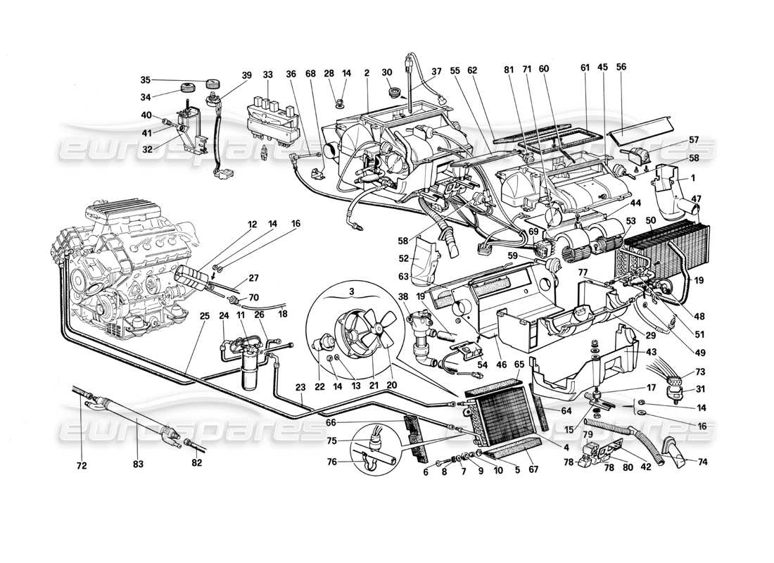 ferrari mondial 3.0 qv (1984) teilediagramm des heizsystems